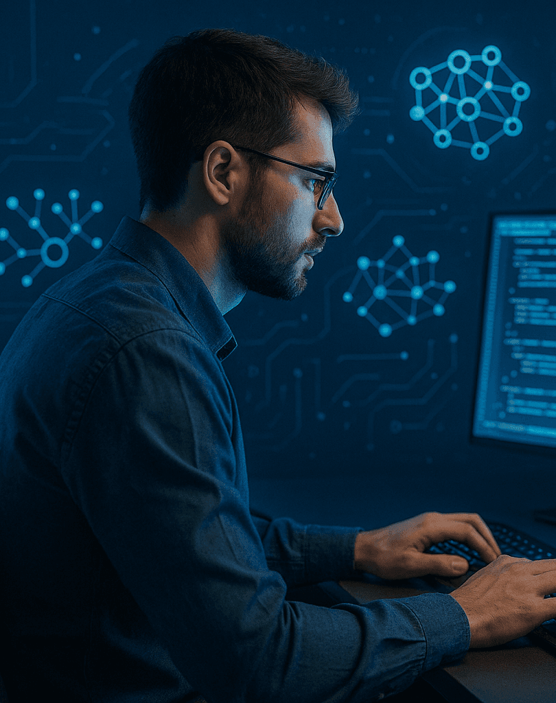Custom AI and ML Development - developer working with neural networks